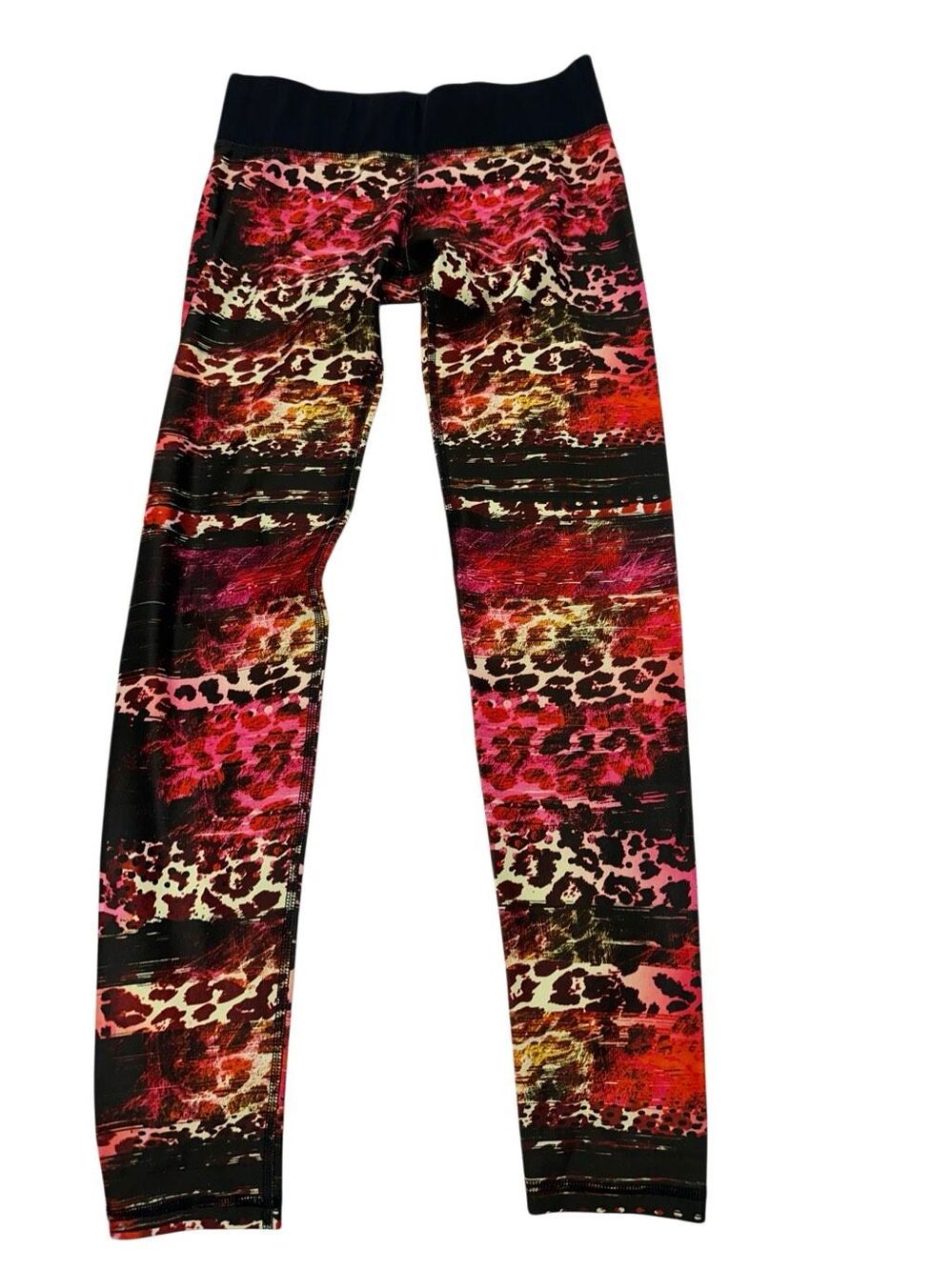 Noli Red Black Pink Yellow Leopard Printed Low Waisted Leggings Sz M A878